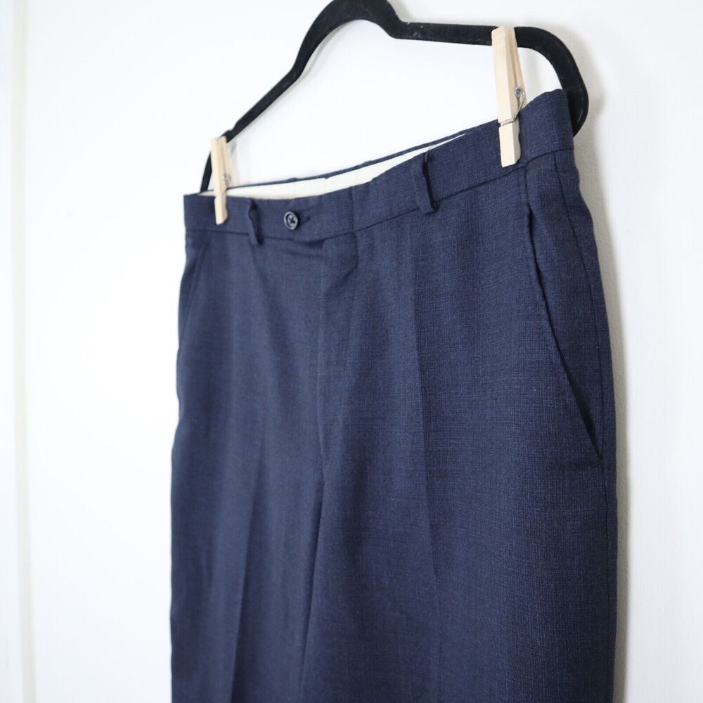 Vintage Burberry London Men's Size 34 Trouser Marled Navy Blue Pants - Picture 3 of 10